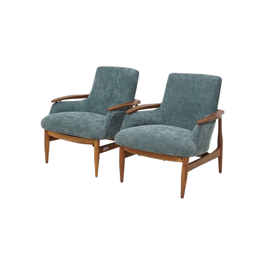 Pair of Danish Walnut Lounge Chairs