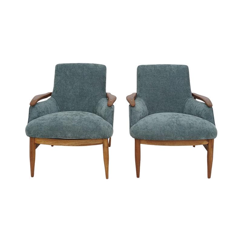 Pair of Danish Walnut Lounge Chairs