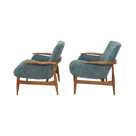 Pair of Danish Walnut Lounge Chairs