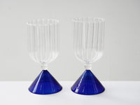 Pair of Blue Stemmed Wine Glasses