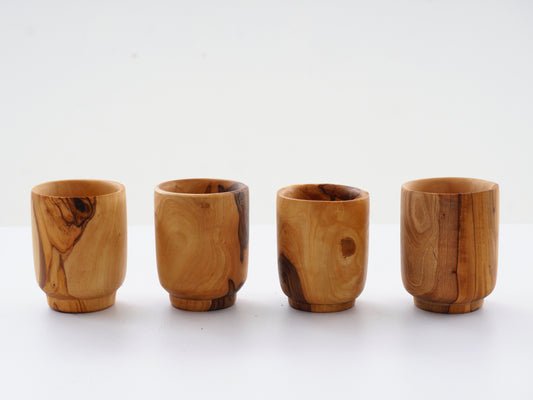 Set of 4 Olive Wood Cups