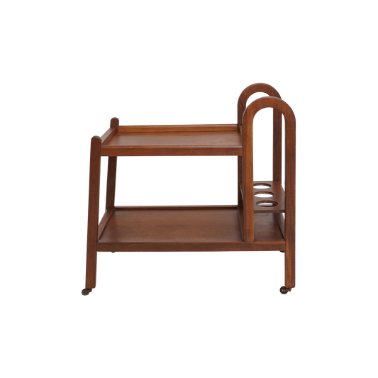 Midcentury Teak Rolling Bar Cart