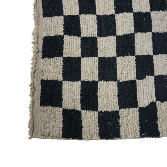 Black and White Checker Wool Rug