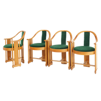 Set of 4 Italian Bentwood Armchairs, 1970s