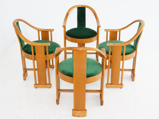 Set of 4 Italian Bentwood Armchairs, 1970s