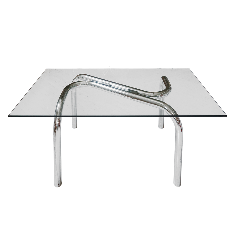 Tubular Chrome & Glass DIning Table