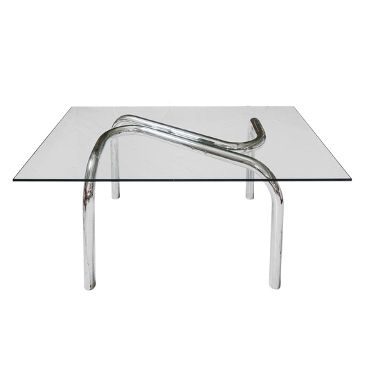 Tubular Chrome & Glass DIning Table