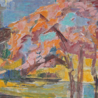 Lake Landscape Oil Painting, 31x25