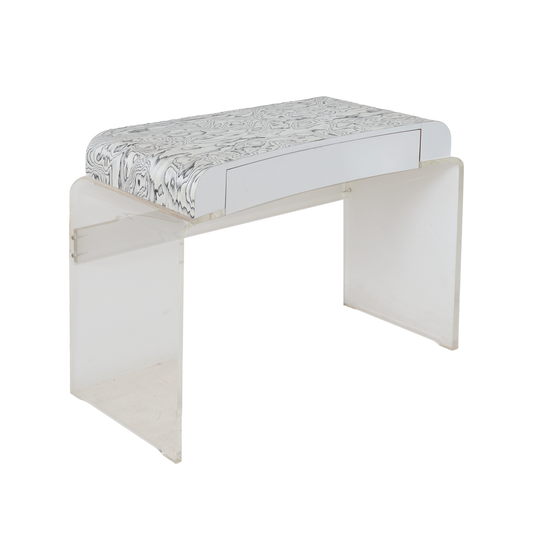 Lucite Vanity with Unique Wood Veneer