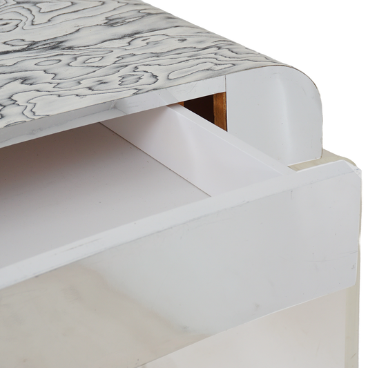 Lucite Vanity with Unique Wood Veneer