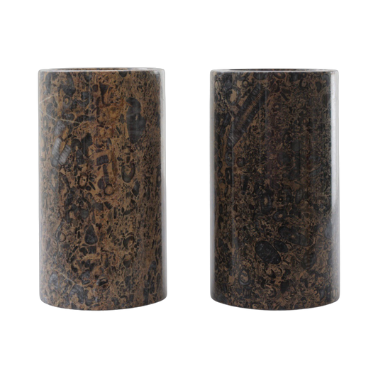 Pair of Cylindrical Stone Vases