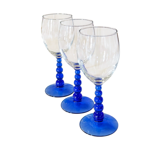 Colbalt Blue Bubble Stemmed Goblet