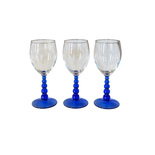 Colbalt Blue Bubble Stemmed Goblet
