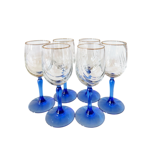 Vintage Colbalt Stemmed Wine Glass