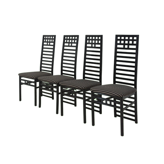 Set of 4 Geometric Ladder Back Chairs