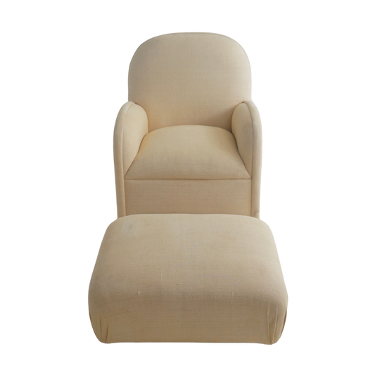 Linen Glider with Ottoman, 1990s