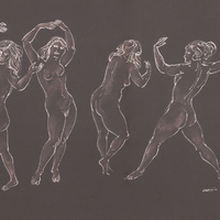 Drawing of Figures Dancing, 28x22