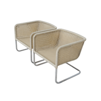 Pair of Woven Rattan Armchairs