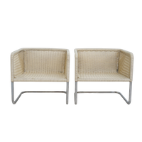 Pair of Woven Rattan Armchairs