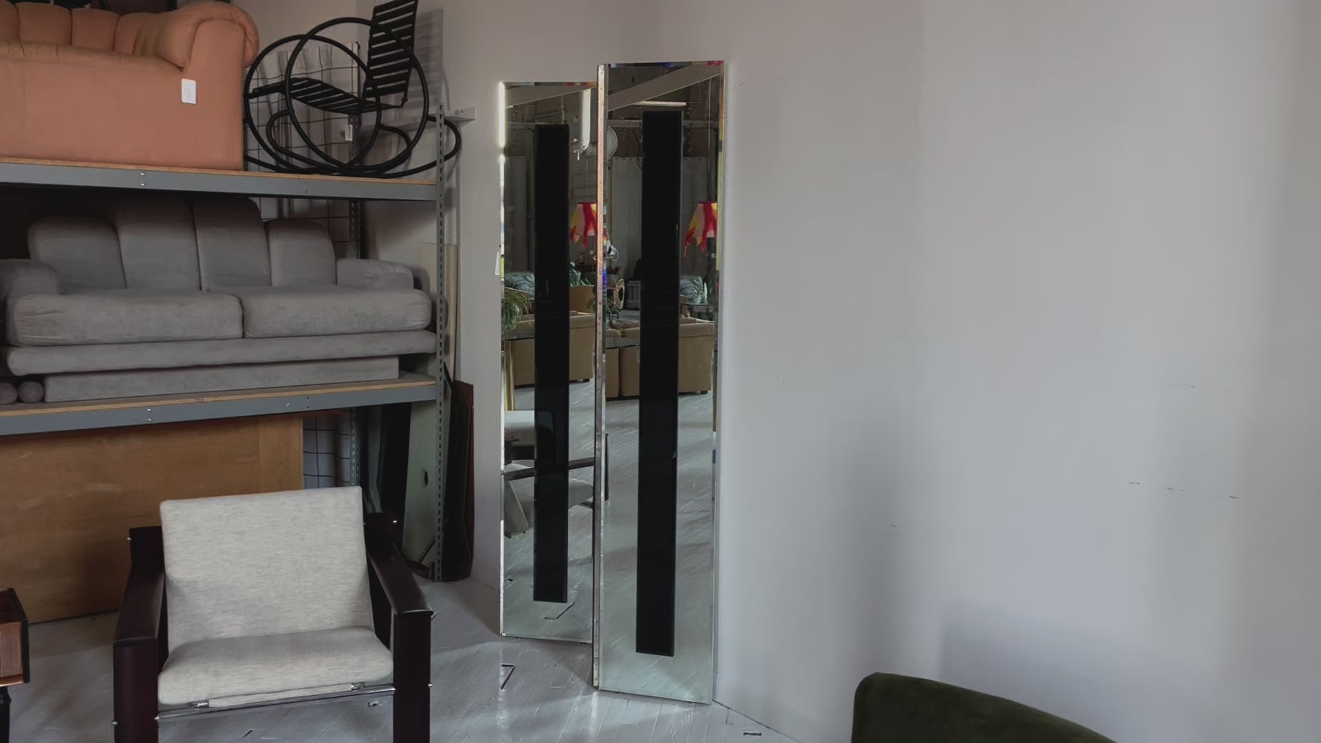Three Paneled Mirrored Screen