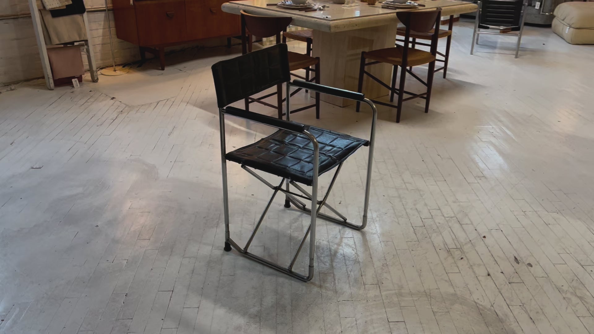 Pair of Vinyl & Steel Folding Chairs by Shigeru Uchida, 1960s