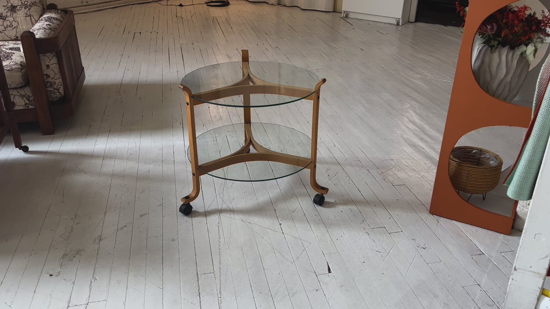 Danish Beech and Glass Two-Tier Table