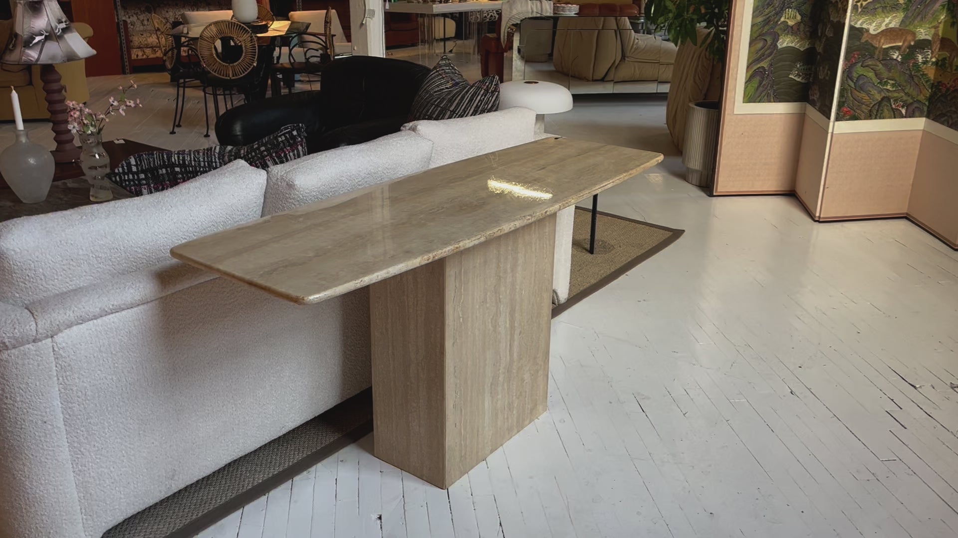 Travertine Console Table, 1980s