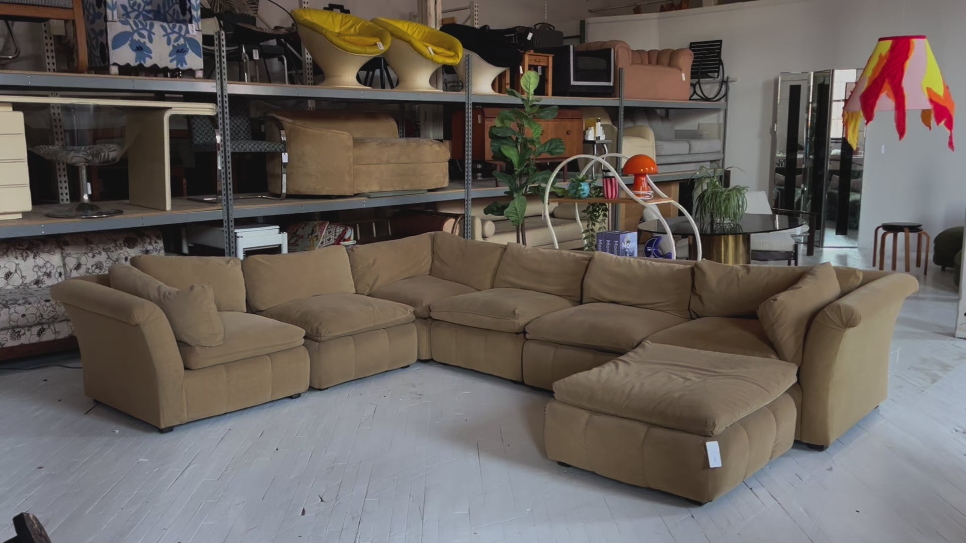 7 Piece Suede Modular Pit Sectional