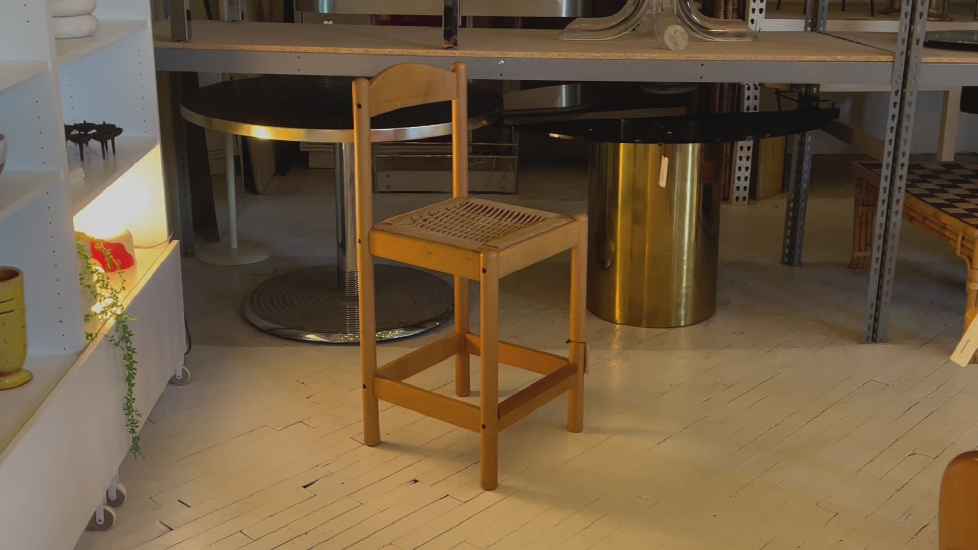 Pair of Rush Seat Counter Stools