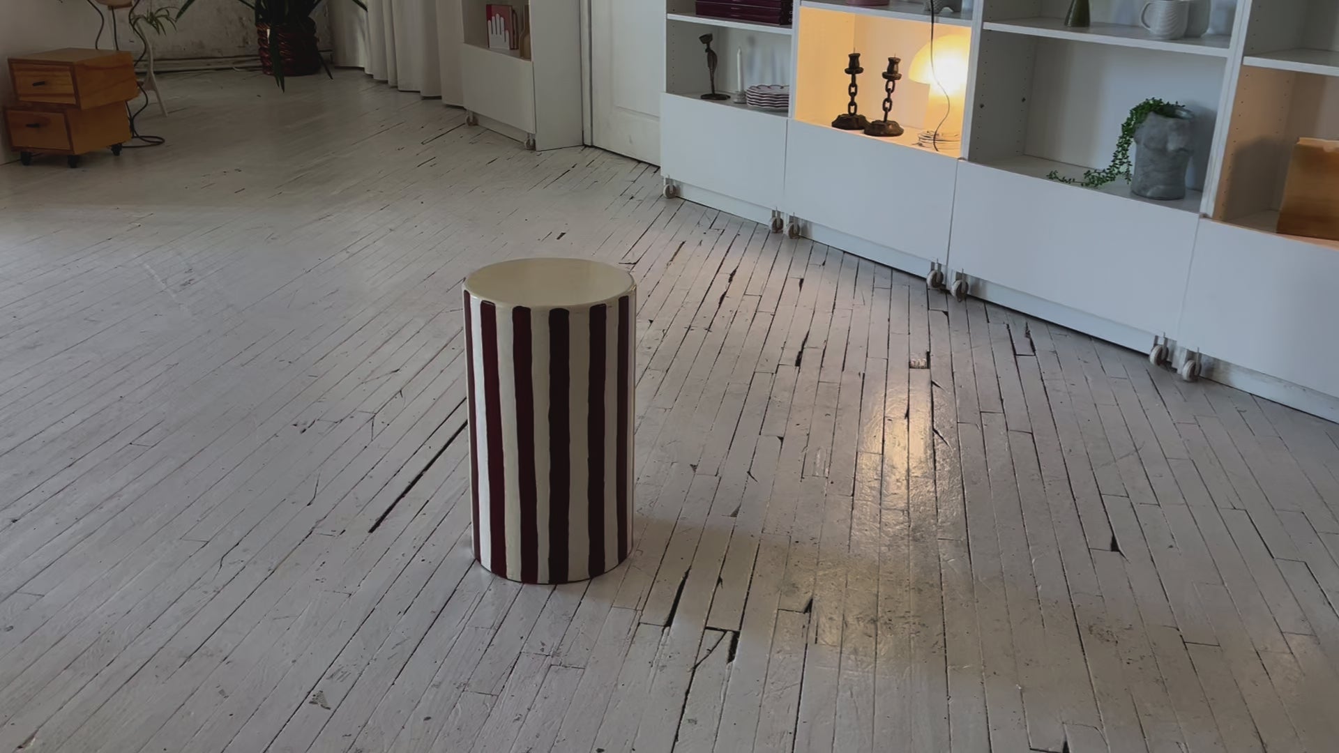 Painted Stripe End Table