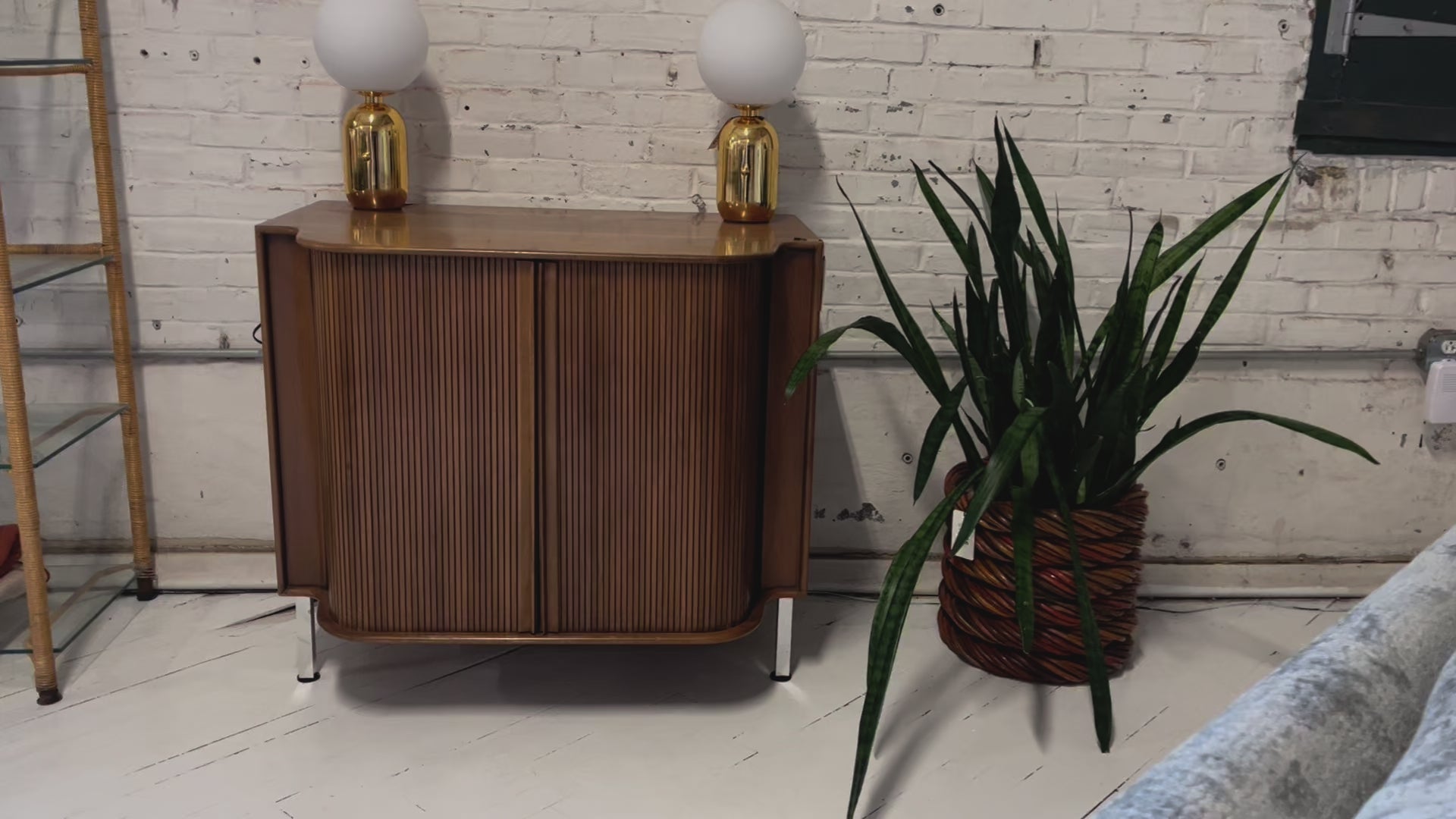 Tambour Midcentury Cabinet