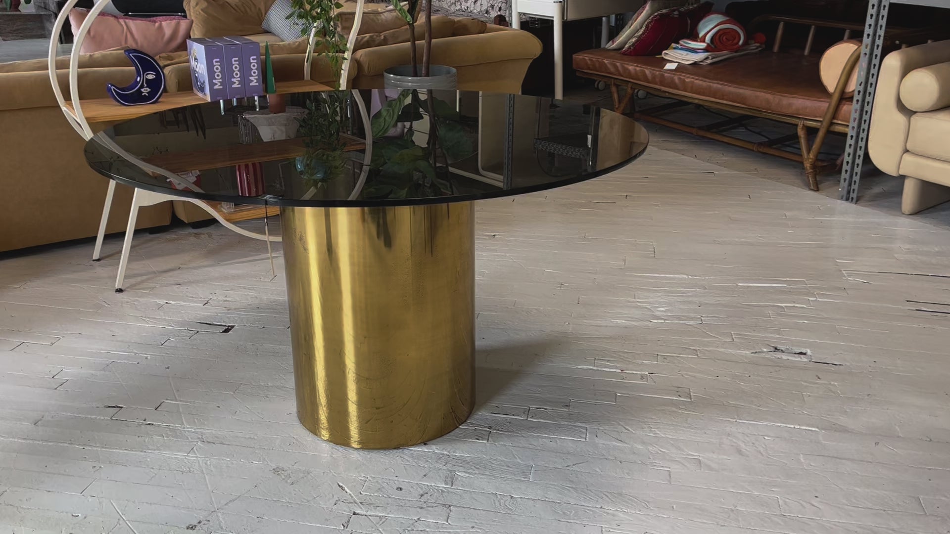 Smoked Glass and Brass Table