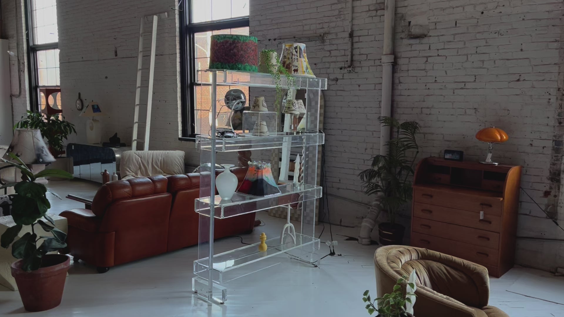 Lucite & Glass Shelving, 1980s