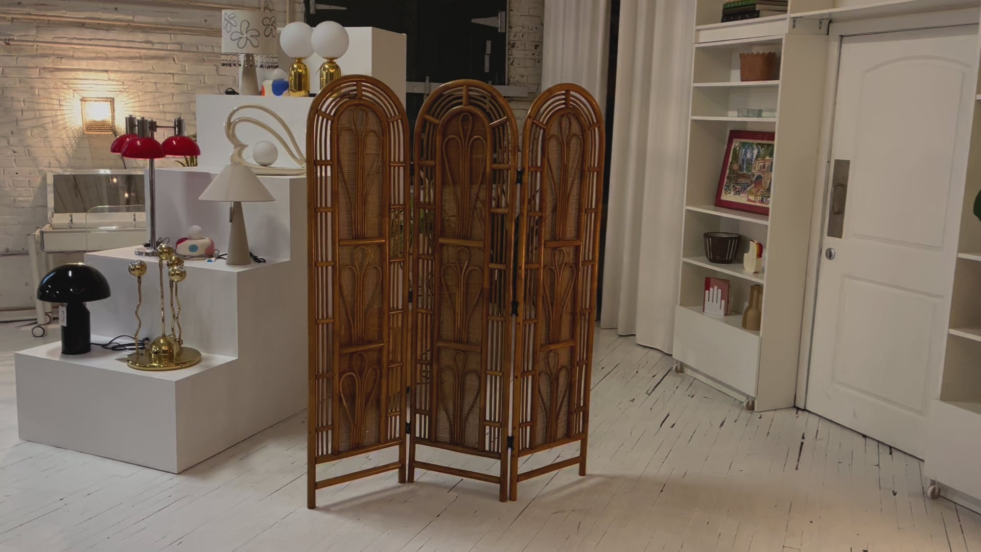 Rattan and Cane Arched Screen