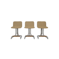 Set of 3 Tubular Chrome Swivel Barstools