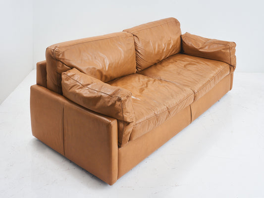 Cognac Leather Sofa, 1970s