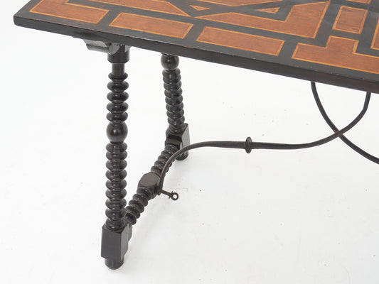 Spanish Baroque Inlaid Table, 1800s