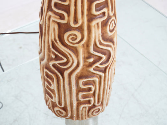 Abstract Patterned Ceramic Lamp, 1970s