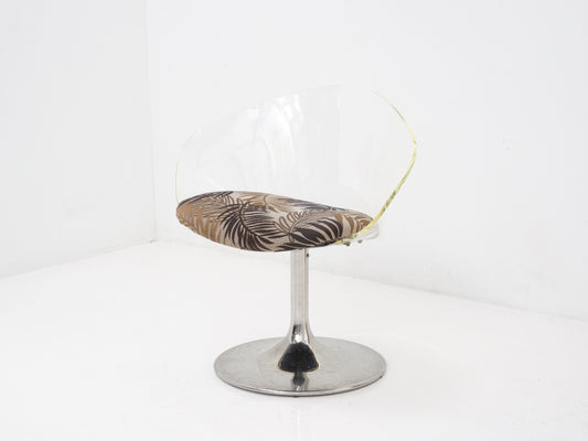 Lucite & Chrome Swivel Chair, 1970s