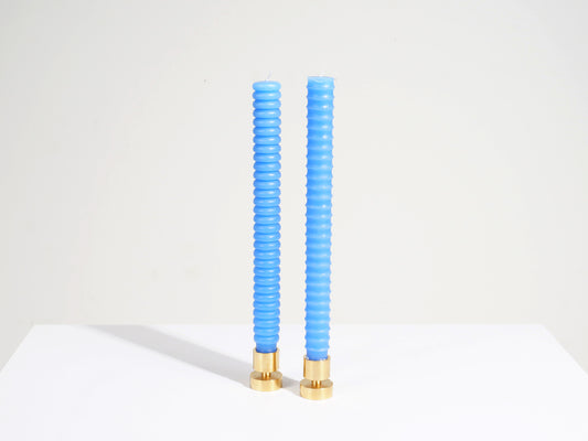 Blue Ribbed Candles